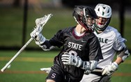 Ty Salazer scores 8 goals as State College boys lax defeats Northern. 19-3